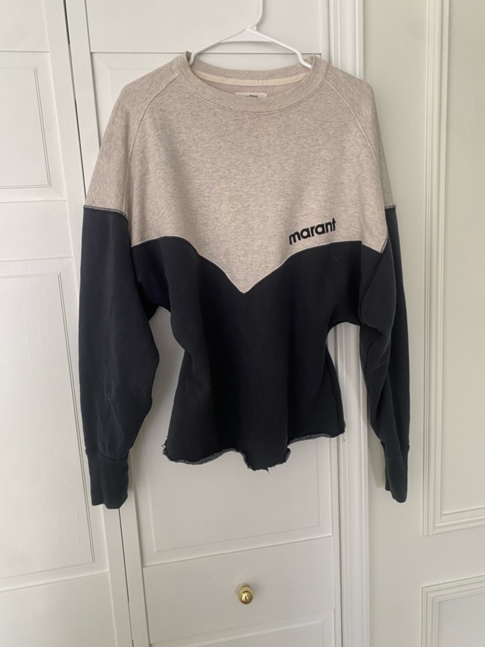 Isabel Marant Two-Tone Beige and Black Raglan Sweatshirt
